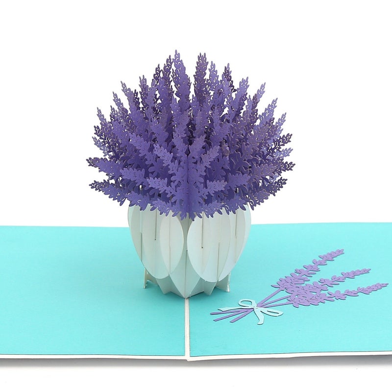 Liif Lavender Blooms Pop Up Card, 3D Flower Greeting Card, Pop Up Card for All Occasions, Birthday, Mother's Day, Anniversary, Wedding, Congratulations, Get Well Card, Handmade Gift - Image 1
